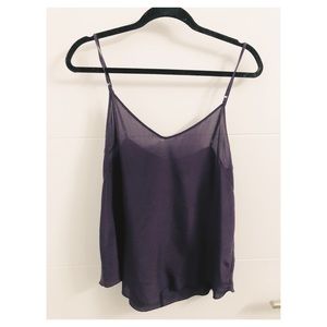 Wilfred Aritizia 100% Silk Dark Purple Tank Top